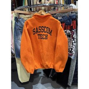 Vintage 90s Sasscom Tech Orange Anorak Embroidered Sweatshirt Size Large